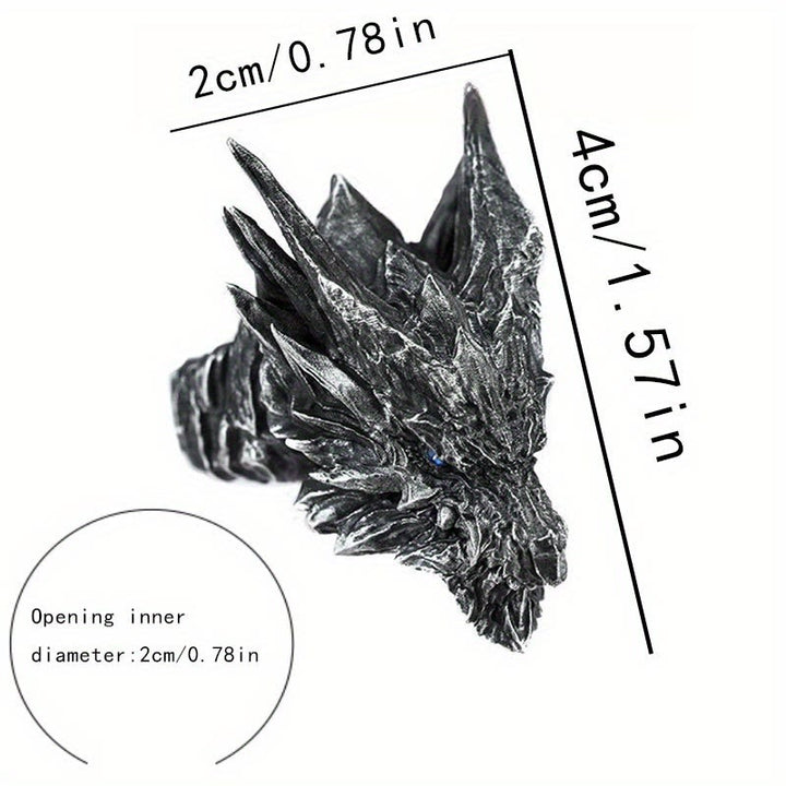 WorldNorse Retro Steel Dragon Head Adjustable Ring - image 7