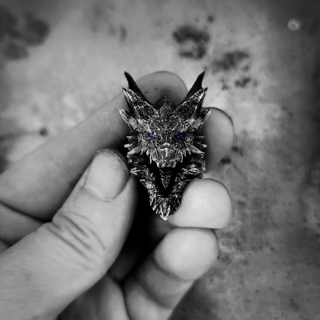 WorldNorse Retro Steel Dragon Head Adjustable Ring - image 5