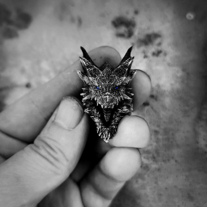 WorldNorse Retro Steel Dragon Head Adjustable Ring - image 5