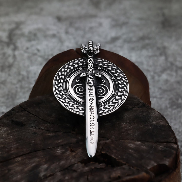 WorldNorse Nordic Longsword With Runes Shield Necklace - image 2