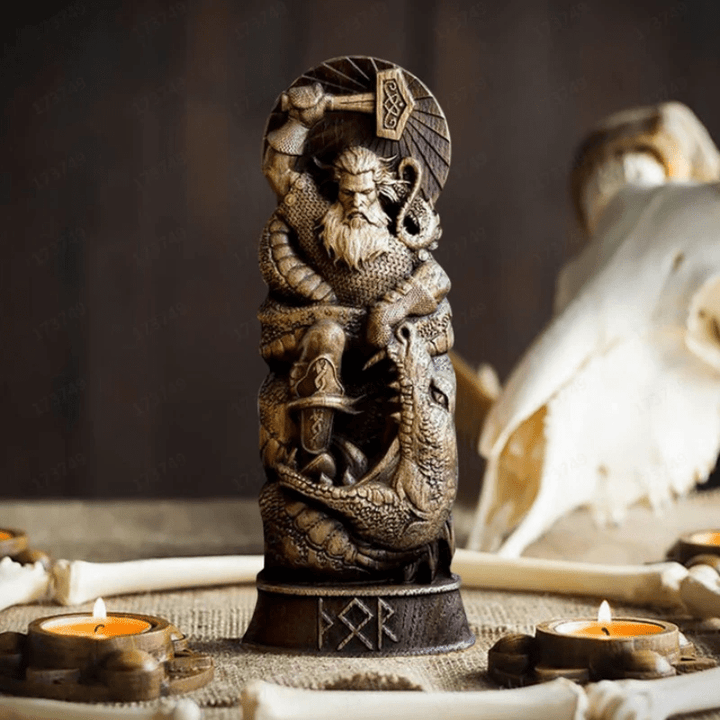 WorldNorse God Thor Statue In Battle With Jormungand Sculpture - Thor - image 0