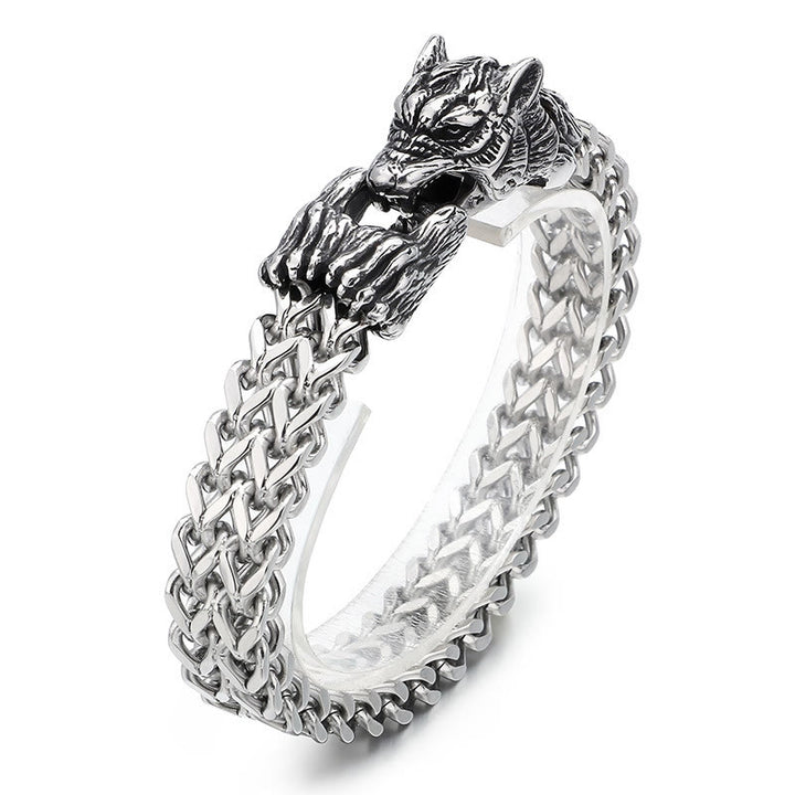 WorldNorse Wolf Head Stainless Steel Bracelet