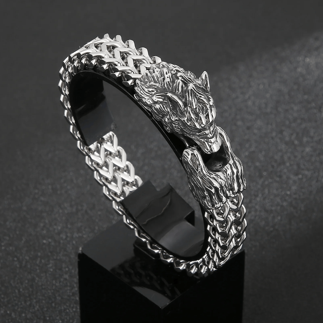 WorldNorse Wolf Head Stainless Steel Bracelet - 22cm - image 0