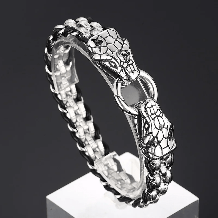 WorldNorse Snake Heads Buckle Braided Leather Bracelet - image 7