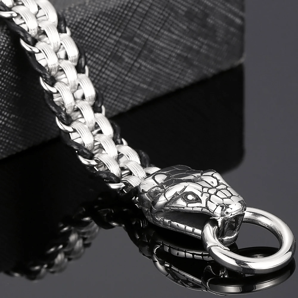 WorldNorse Snake Heads Buckle Braided Leather Bracelet - image 5