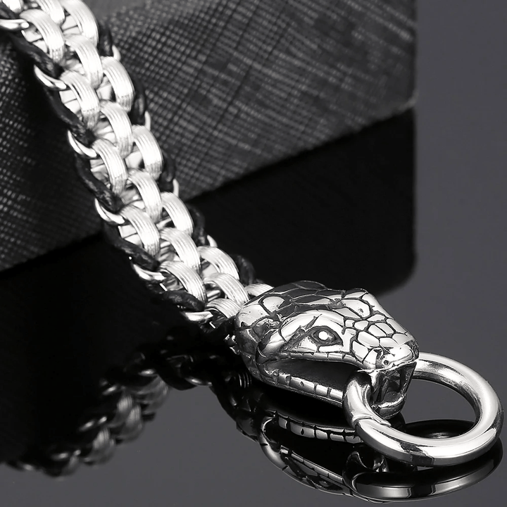 WorldNorse Snake Heads Buckle Braided Leather Bracelet - image 5