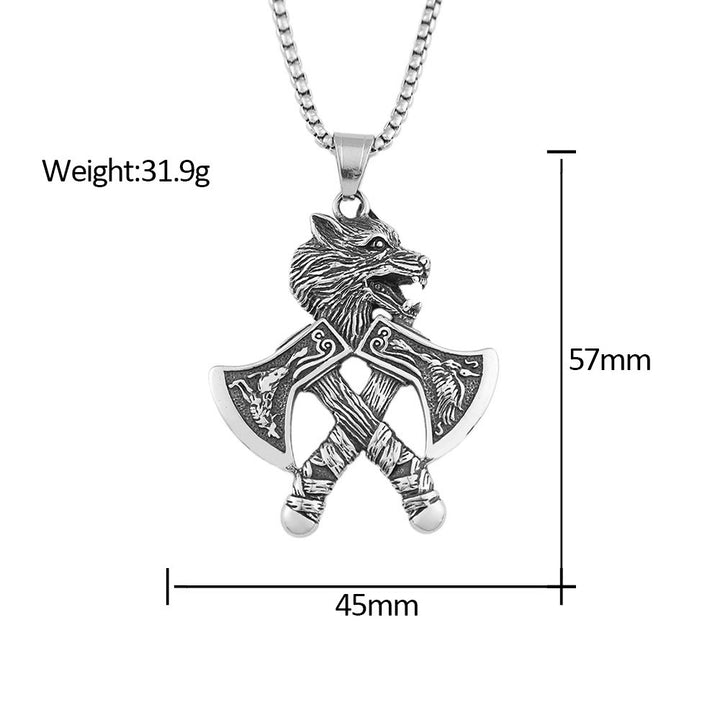 WorldNorse Double Axe With Wolf Head Necklace - image 5