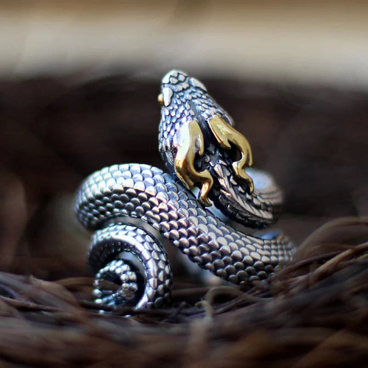 WorldNorse Retro Punk Snake Jormungandr Ring - Adjustable - image 0