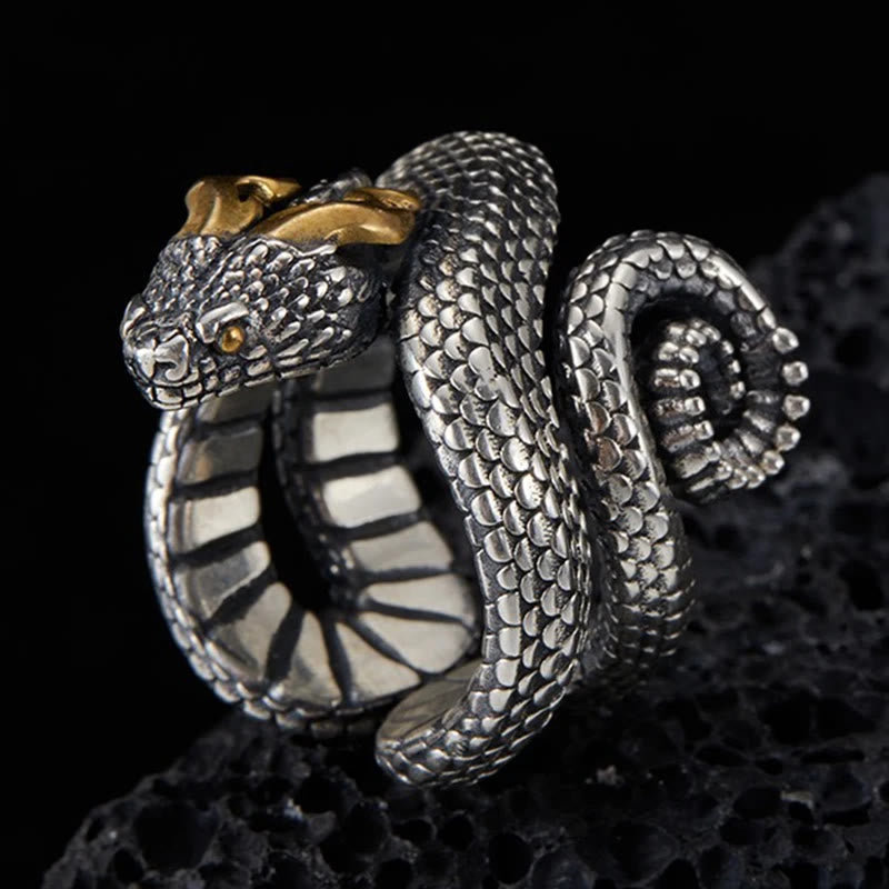 WorldNorse Retro Punk Snake Jormungandr Ring