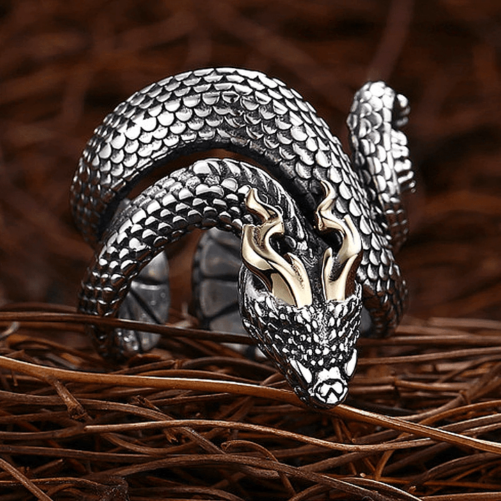 WorldNorse Retro Punk Snake Jormungandr Ring - image 5