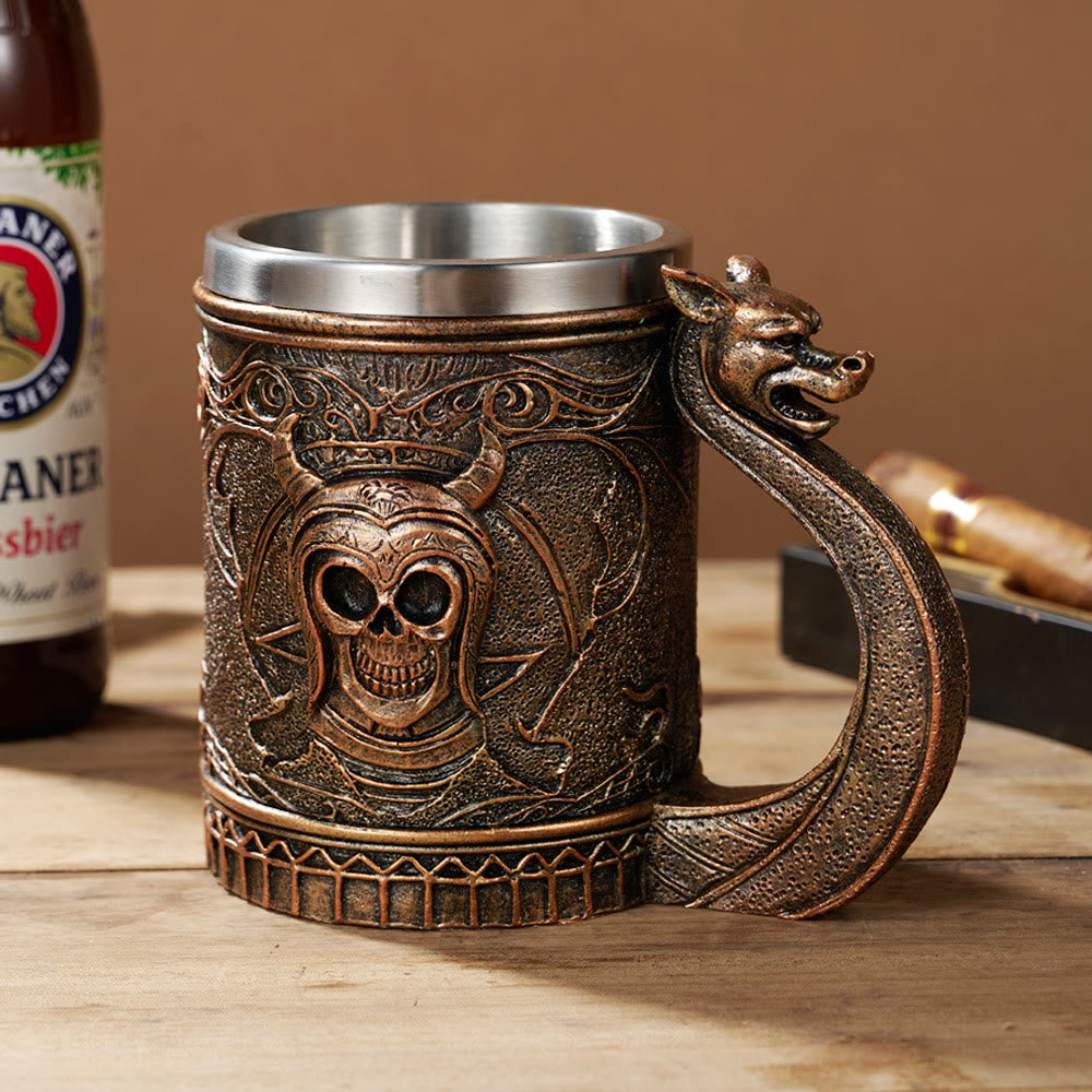 WorldNorse Dragon Handle Skeleton Beer Mug