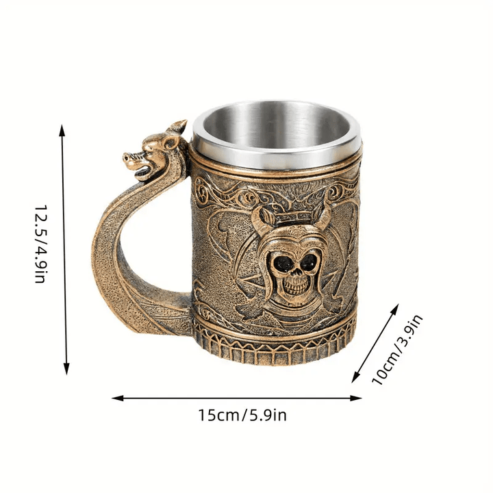 WorldNorse Dragon Handle Skeleton Beer Mug