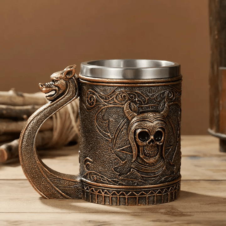 WorldNorse Dragon Handle Skeleton Beer Mug