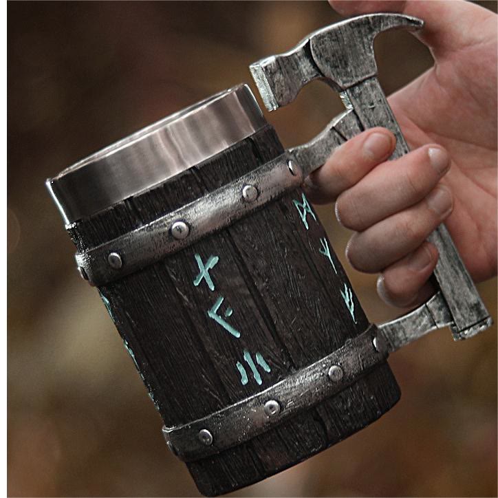 WorldNorse Nordic Viking Rune Hammer Mug