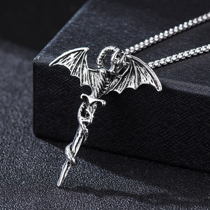 WorldNorse Pterosaur Sword Flying Dragon Necklace - Silver Pendant With Silver Chain - image 7
