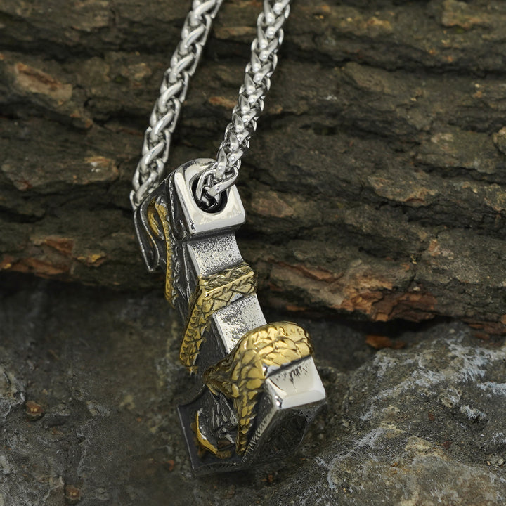 WorldNorse Norse Dragon Bite Valknut Necklace