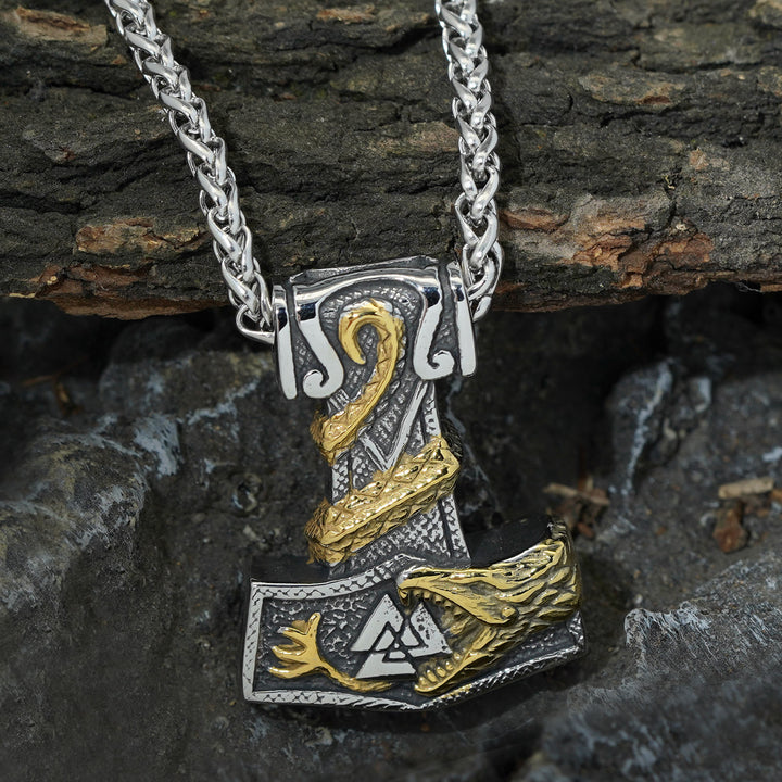 WorldNorse Norse Dragon Bite Valknut Necklace