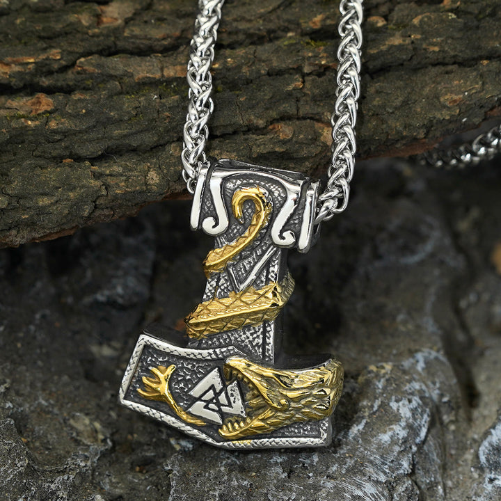 WorldNorse Norse Dragon Bite Valknut Necklace