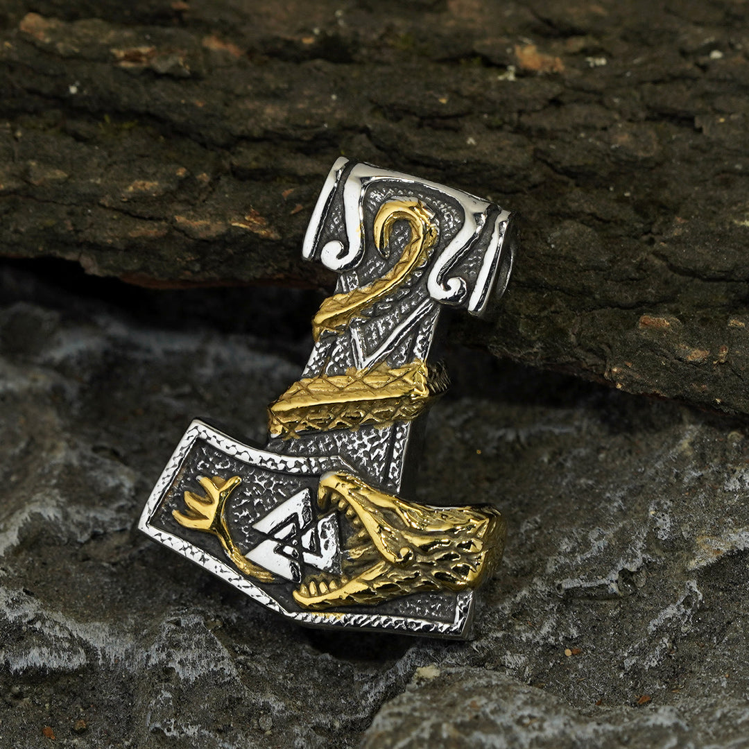 WorldNorse Norse Dragon Bite Valknut Necklace