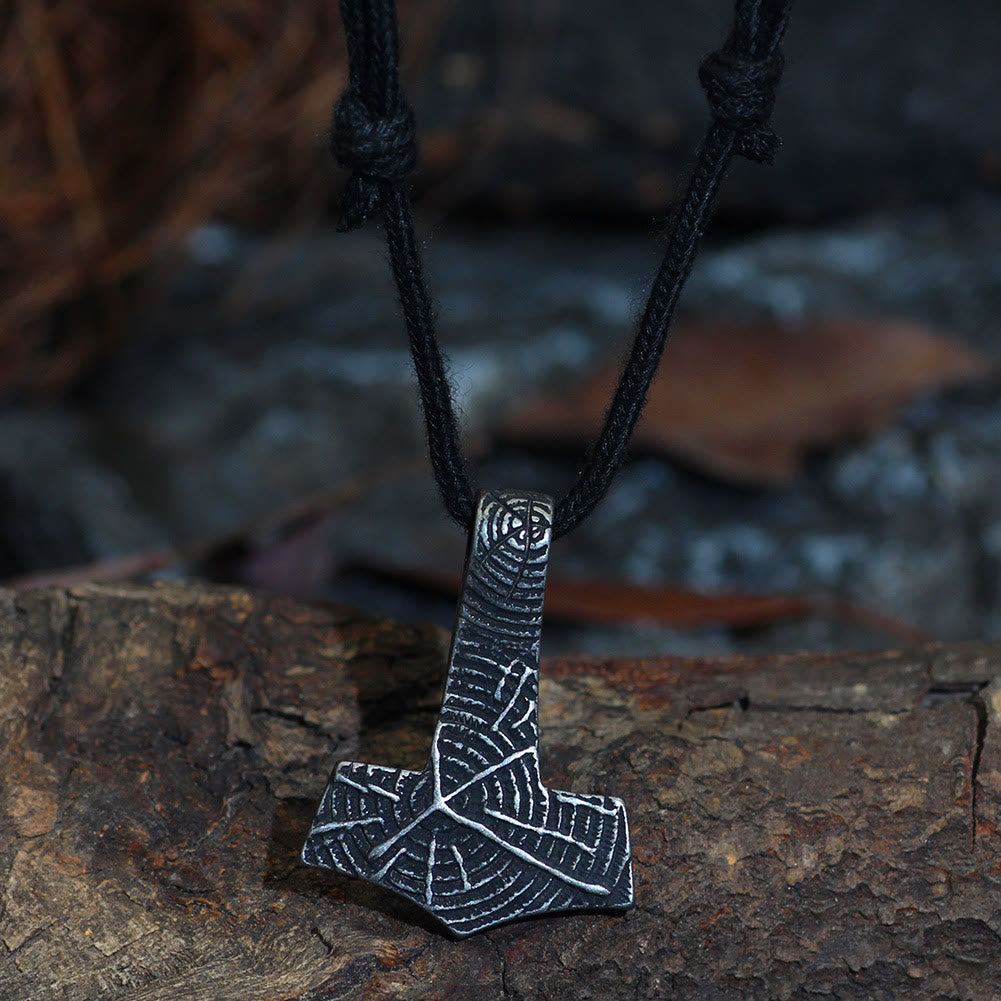 WorldNorse Mjolnir Hammer Cotton Rope Necklace