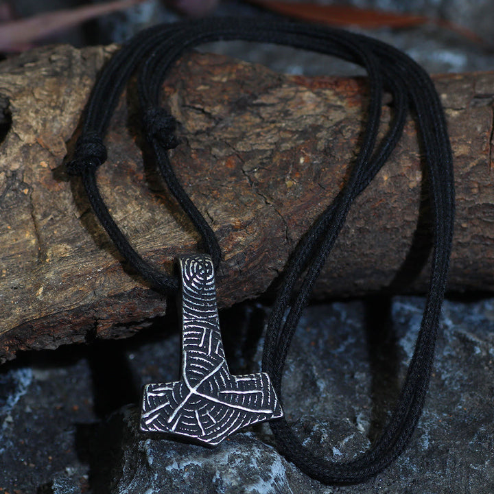 WorldNorse Mjolnir Hammer Cotton Rope Necklace