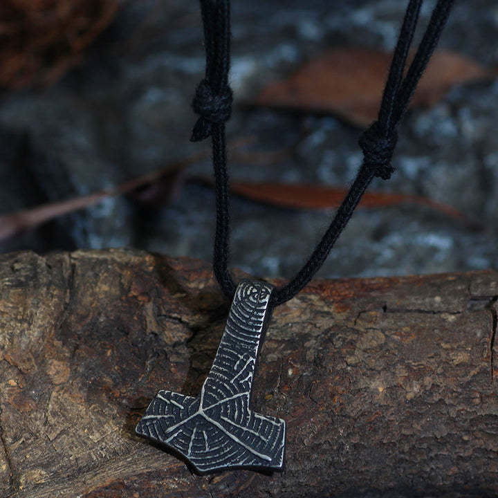 WorldNorse Mjolnir Hammer Cotton Rope Necklace