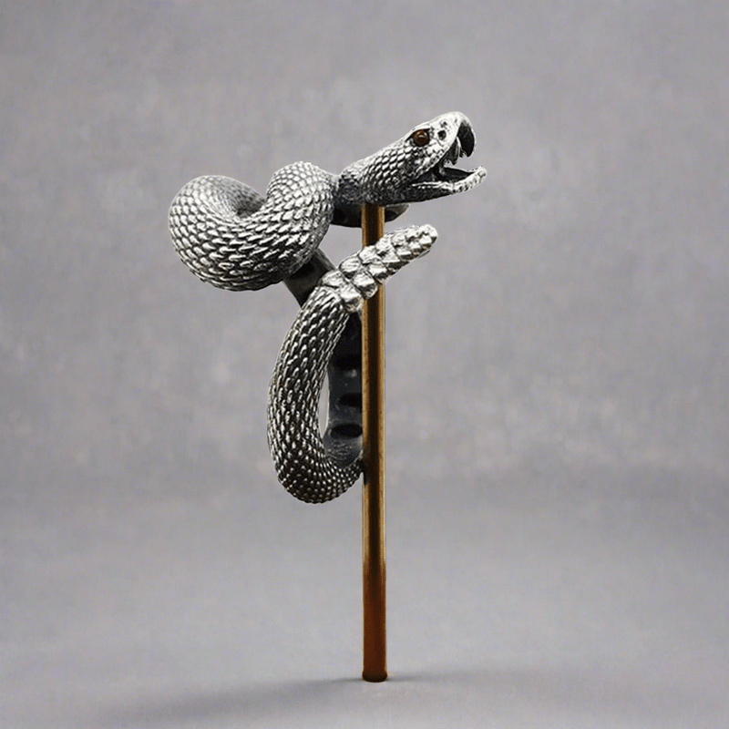 WorldNorse Vintage Rattlesnake Adjustable Ring - Black#Mouth Opened - image 0