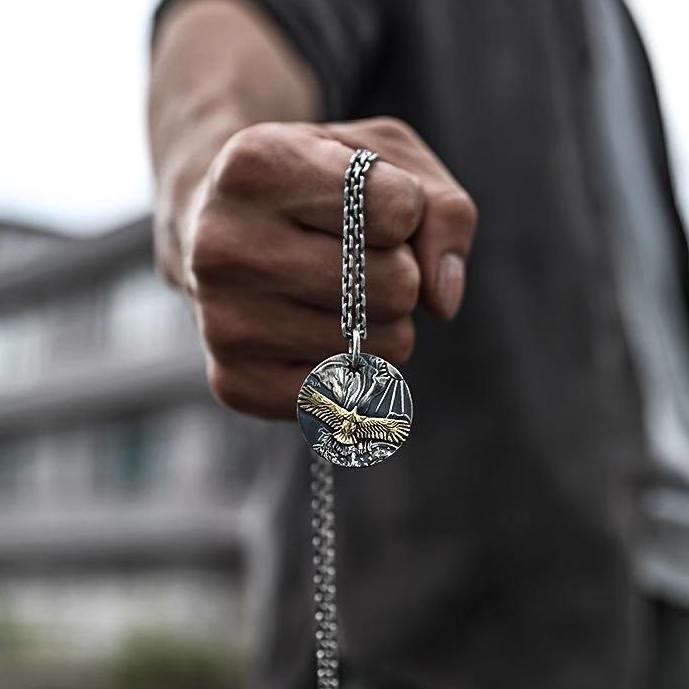 WorldNorse Flying Eagle Coin Double Side Necklace - image 1
