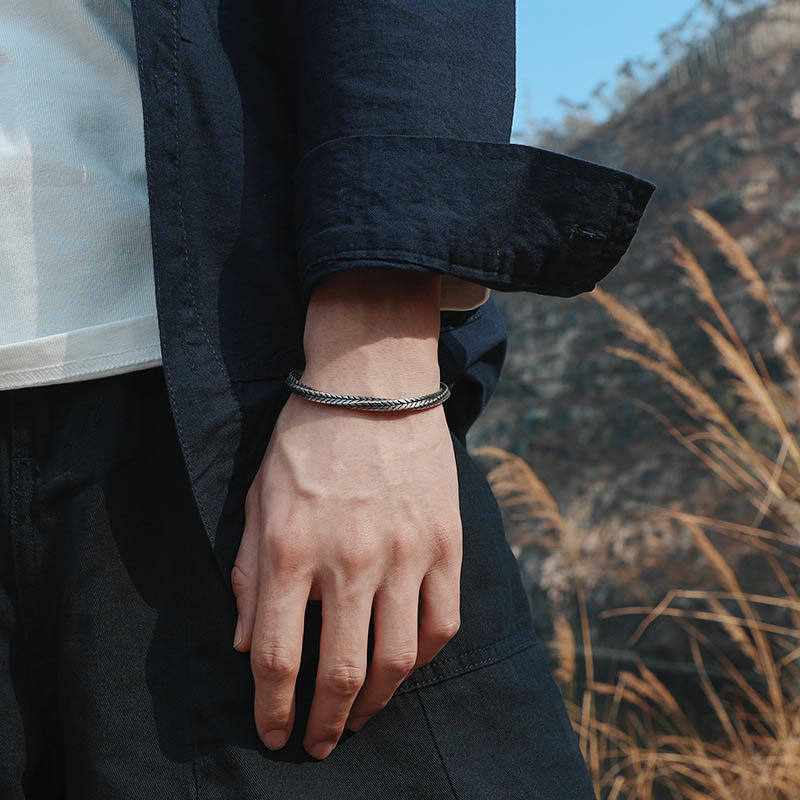 WorldNorse Mobius Vintage Wheat Bracelet - Retro Silver - image 1