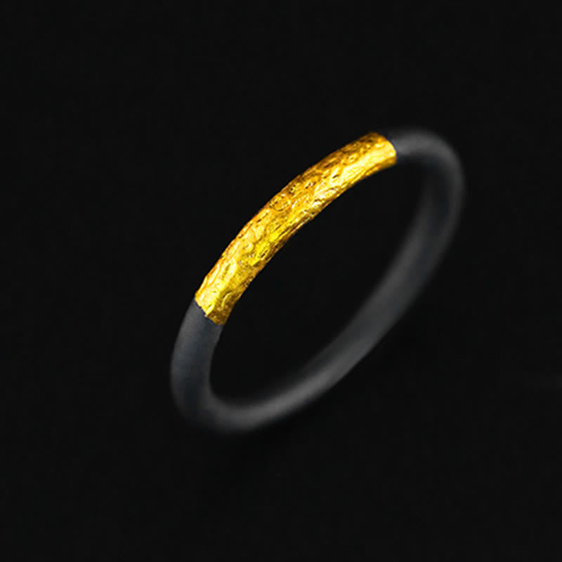 WorldNorse Handcrafted 999 Silver True Self Ring - Black&Gold - US 11 - image 1
