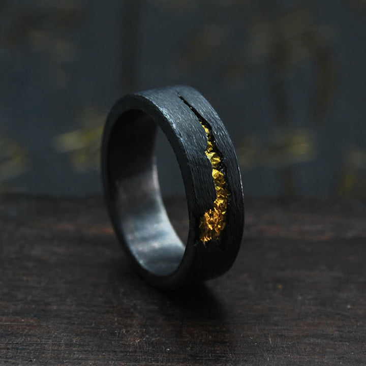 WorldNorse Flowing Fire Black Gold Ring