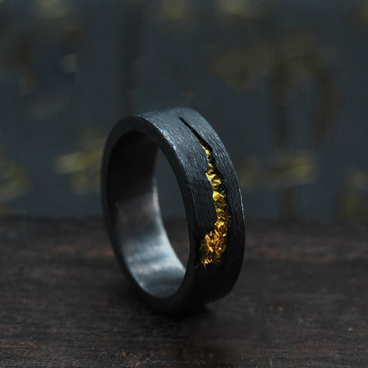 WorldNorse Flowing Fire Black Gold Ring