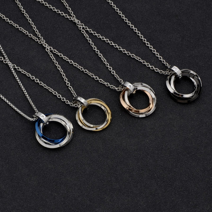 WorldNorse Three Interlocking Circle Ring Necklace