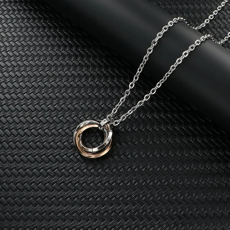 WorldNorse Three Interlocking Circle Ring Necklace