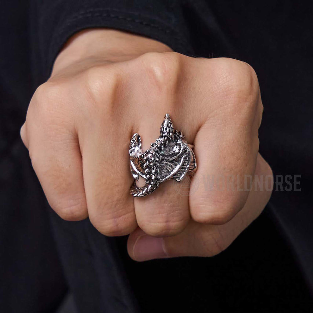 WorldNorse Dragon Open Design Gothic Ring - image 1