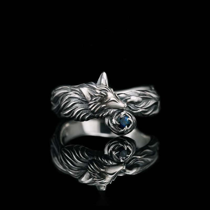 WorldNorse Blue Zircon Fox Animal Ring