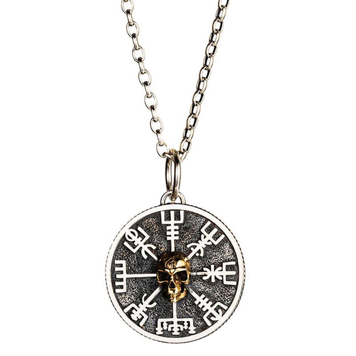 WorldNorse Handcrafted 925 Silver Vegvisir Skull Necklace - image 4