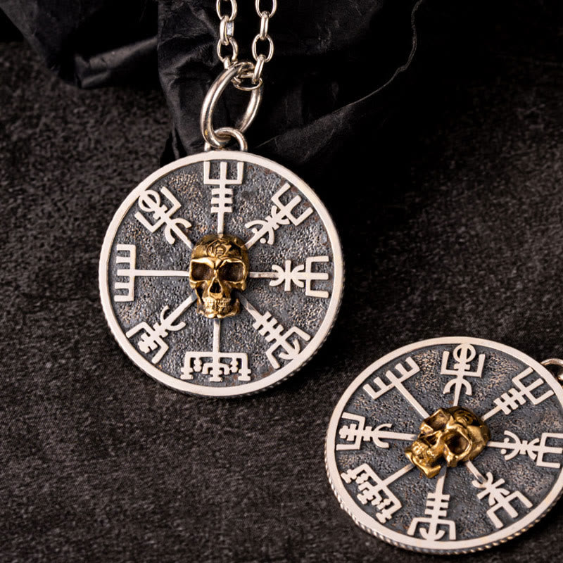 WorldNorse Handcrafted 925 Silver Vegvisir Skull Necklace - image 2