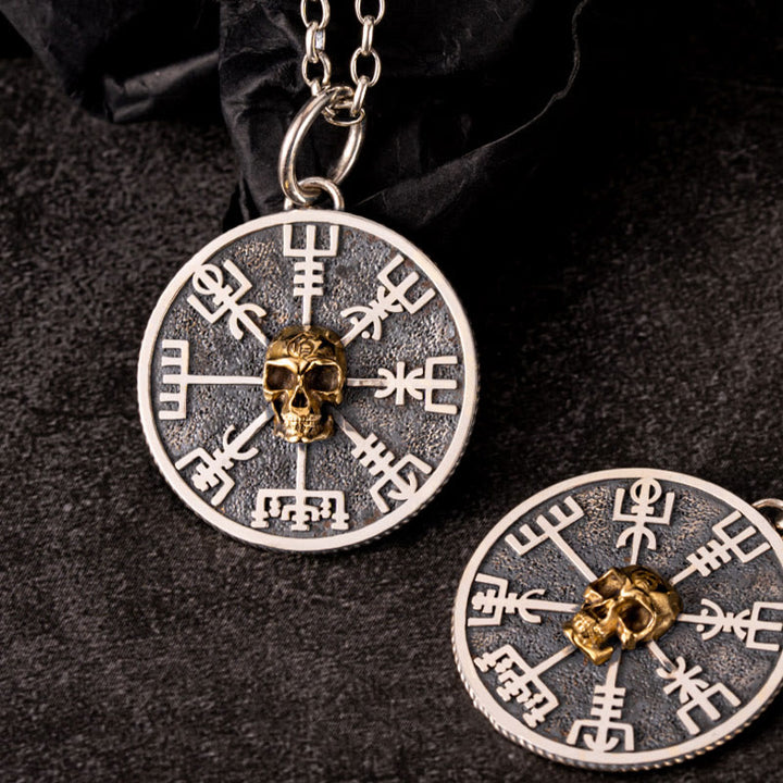 WorldNorse Handcrafted 925 Silver Vegvisir Skull Necklace - image 2