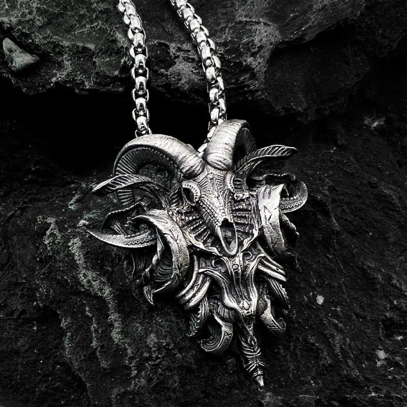 WorldNorse Handcrafted 925 Silver Sheep Head Necklace - Necklace - image 0