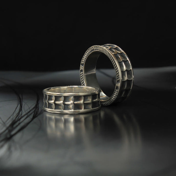 WorldNorse Retro Scale Texture Ring