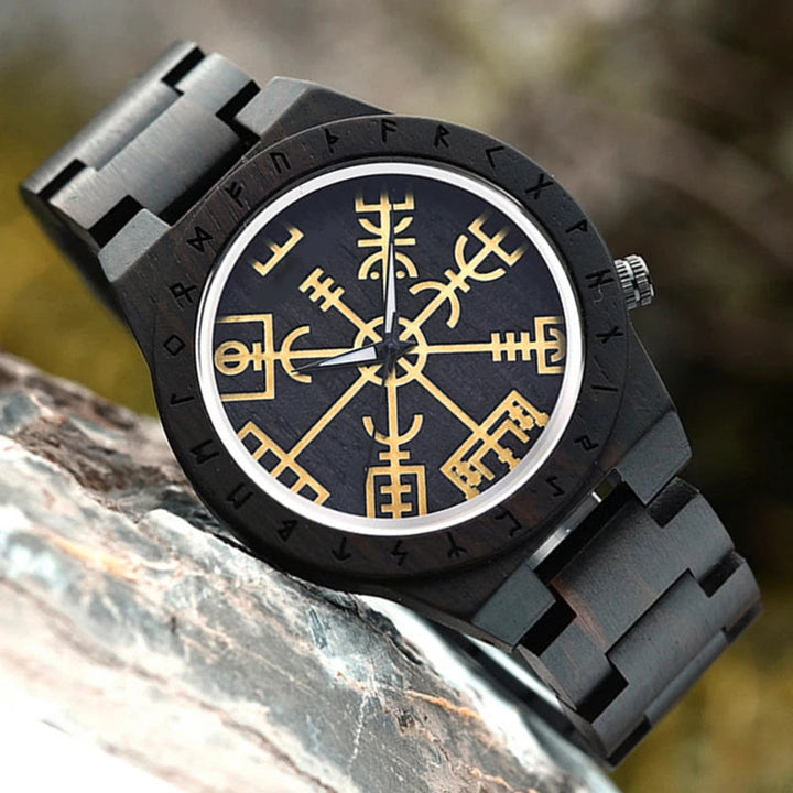 WorldNorse Vegvisir Helm Of Awe Wooden Watch