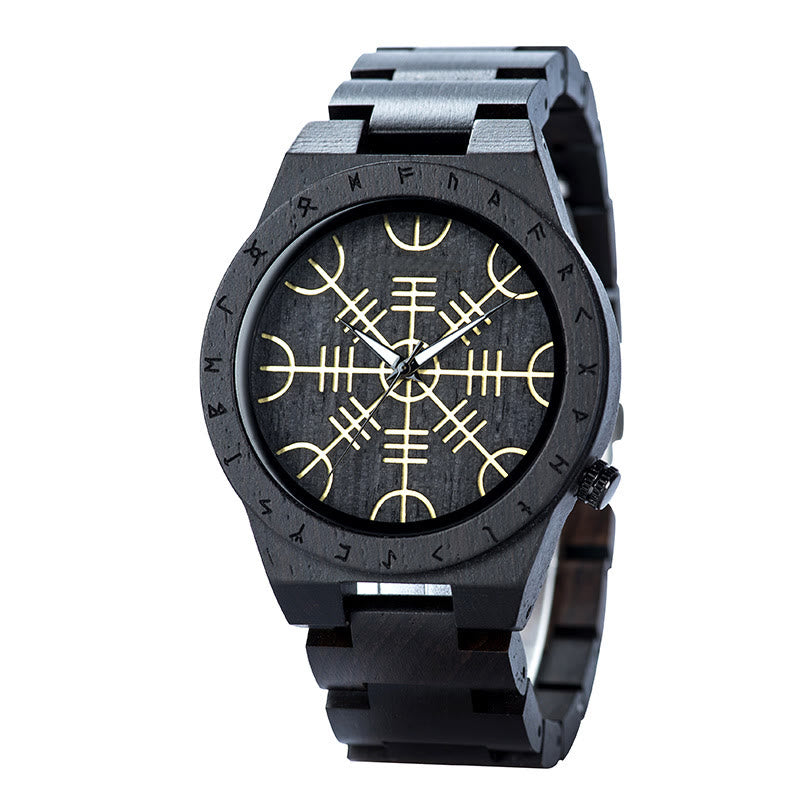 WorldNorse Vegvisir Helm Of Awe Wooden Watch