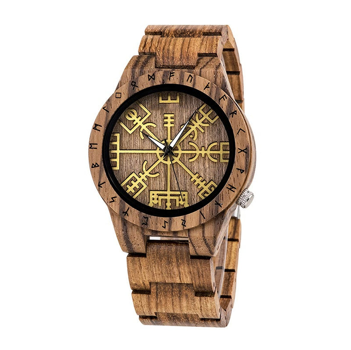 WorldNorse Vegvisir Helm Of Awe Wooden Watch