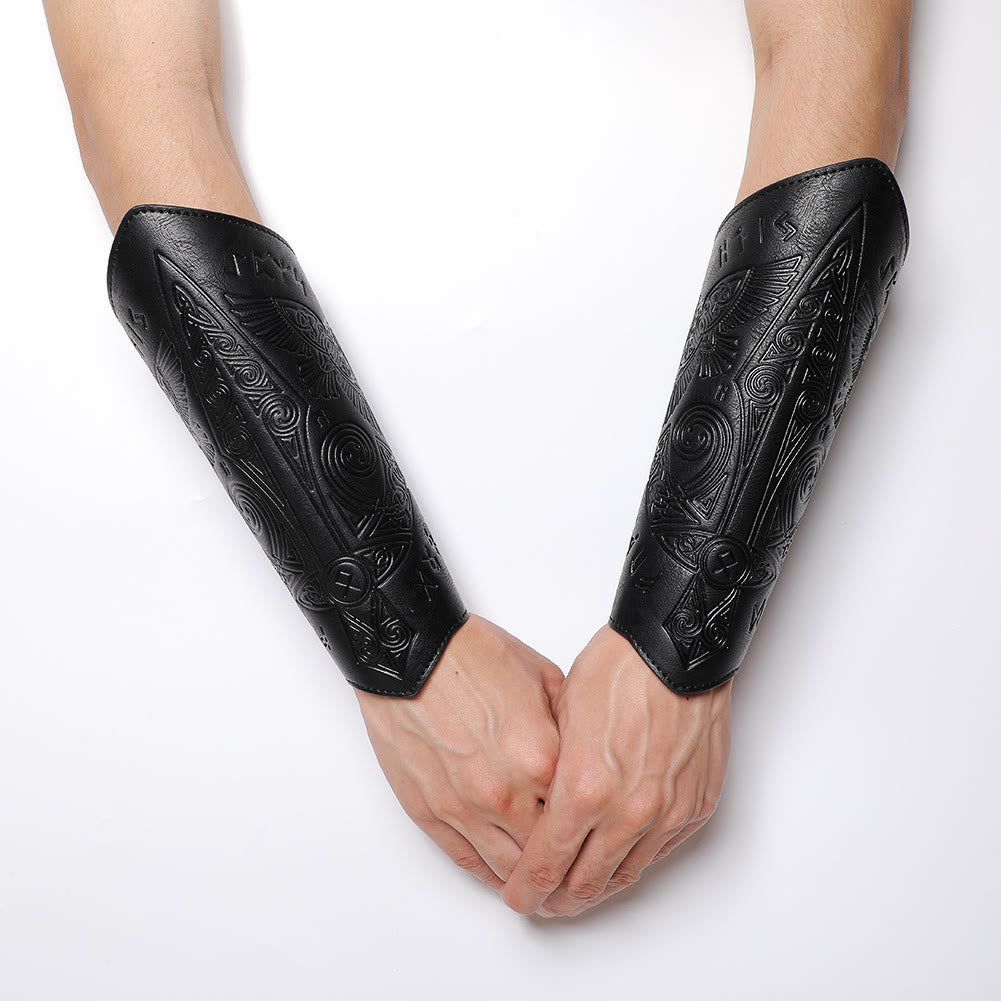 WorldNorse Medieval Embossed Eco Leather Arm Bracers