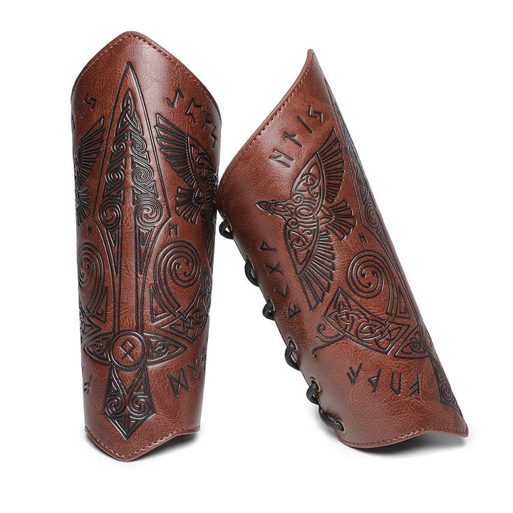 WorldNorse Medieval Embossed Eco Leather Arm Bracers