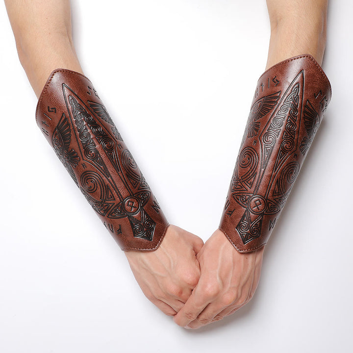 WorldNorse Medieval Embossed Eco Leather Arm Bracers