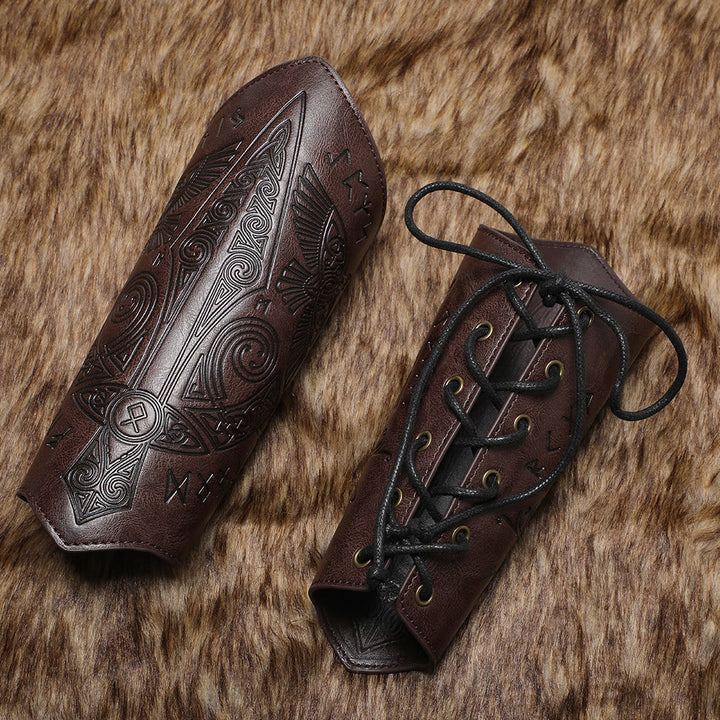 WorldNorse Medieval Embossed Eco Leather Arm Bracers