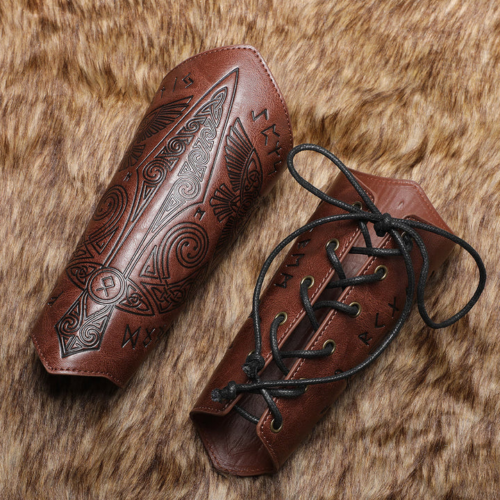 WorldNorse Medieval Embossed Eco Leather Arm Bracers