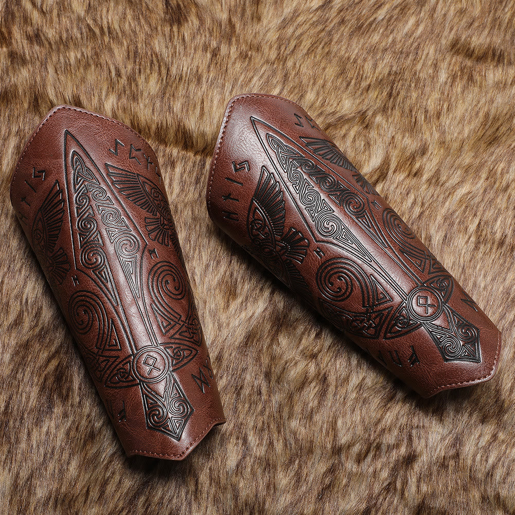 WorldNorse Medieval Embossed Eco Leather Arm Bracers